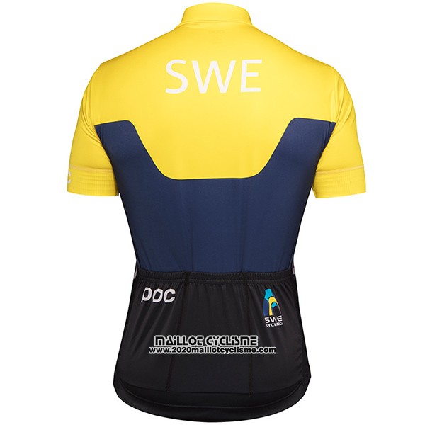 2017 Maillot Ciclismo Suede Jaune et Bleu Manches Courtes et Cuissard